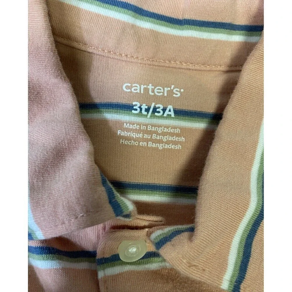 Carters Toddler Boys Striped Short Sleeve Polo Multicolored Sz 3T